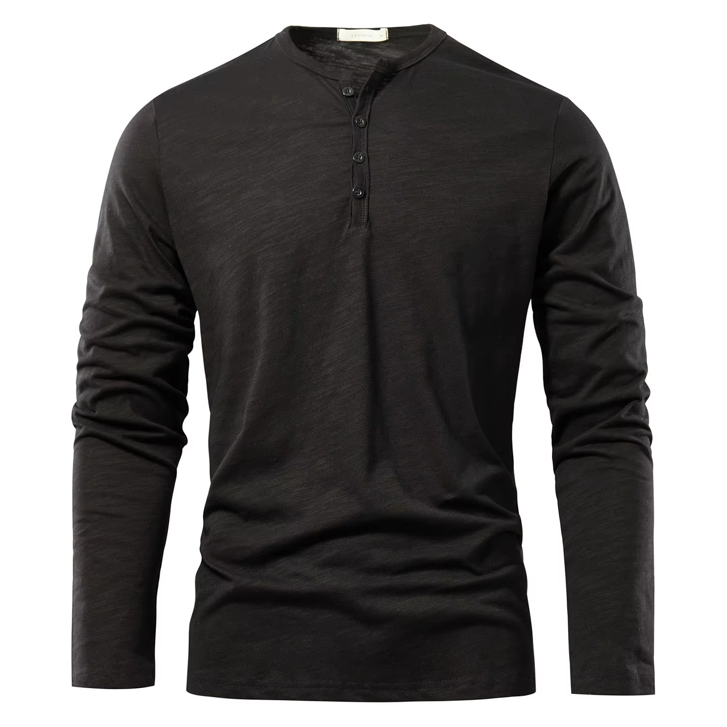 Henery cou à manches longues t-shirt pour hommes solide printemps décontracté