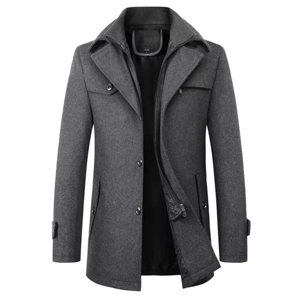 Manteau en laine à double col pour hommes