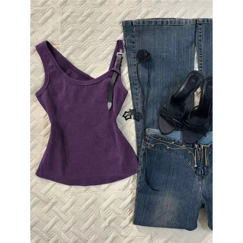 Débardeur asymétrique violet pour femme