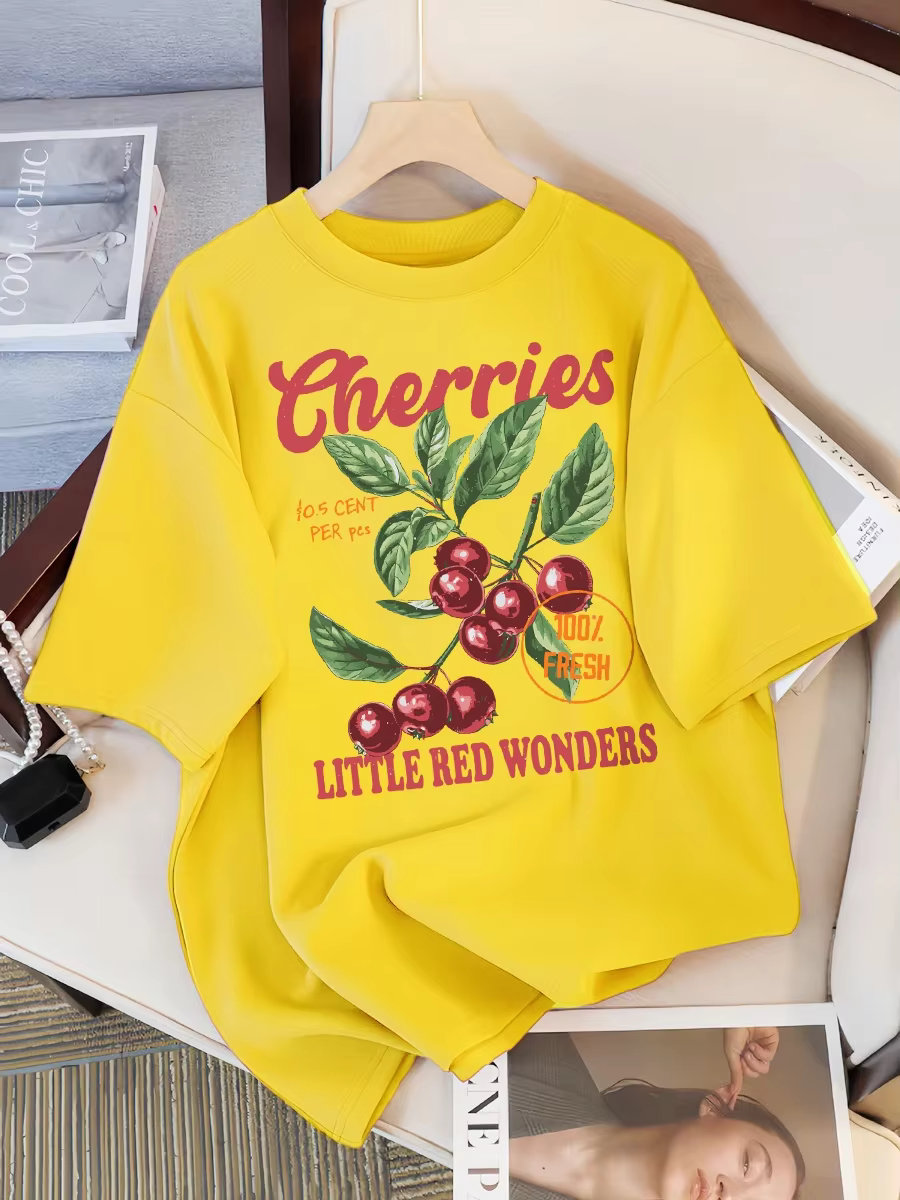 Cerises fraîches petites merveilles rouges conception femmes T-Shirt décontracté t-shirts Hip Hop femme vêtements de sport été capote