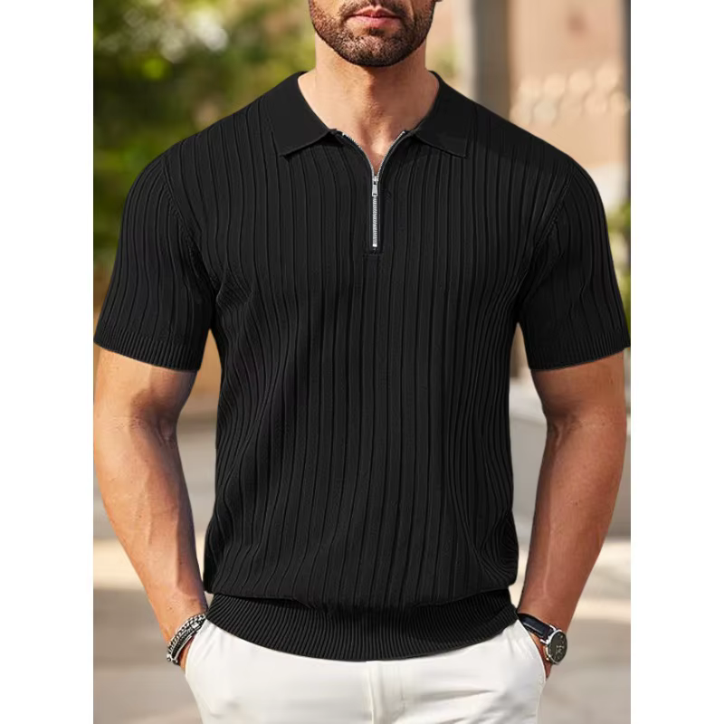 Polo en tricot côtelé pour homme