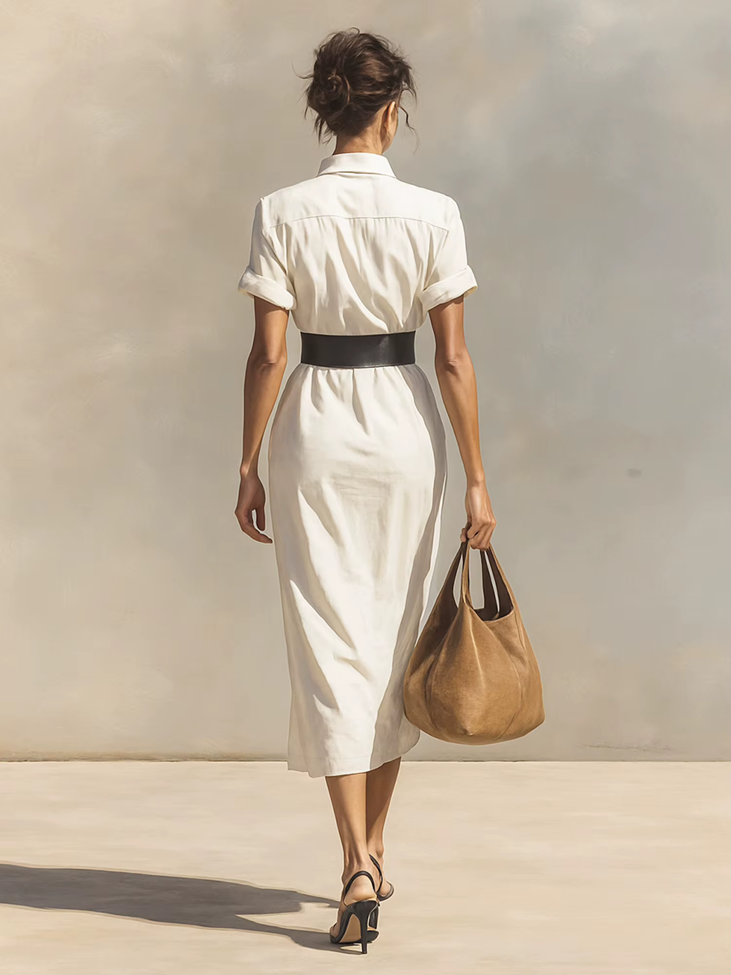 Robe chemise blanche boutonnée pour femme