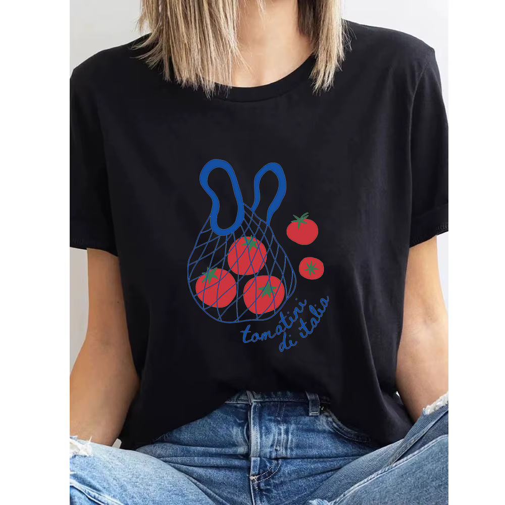 T-shirt en coton à col rond pour femme et homme