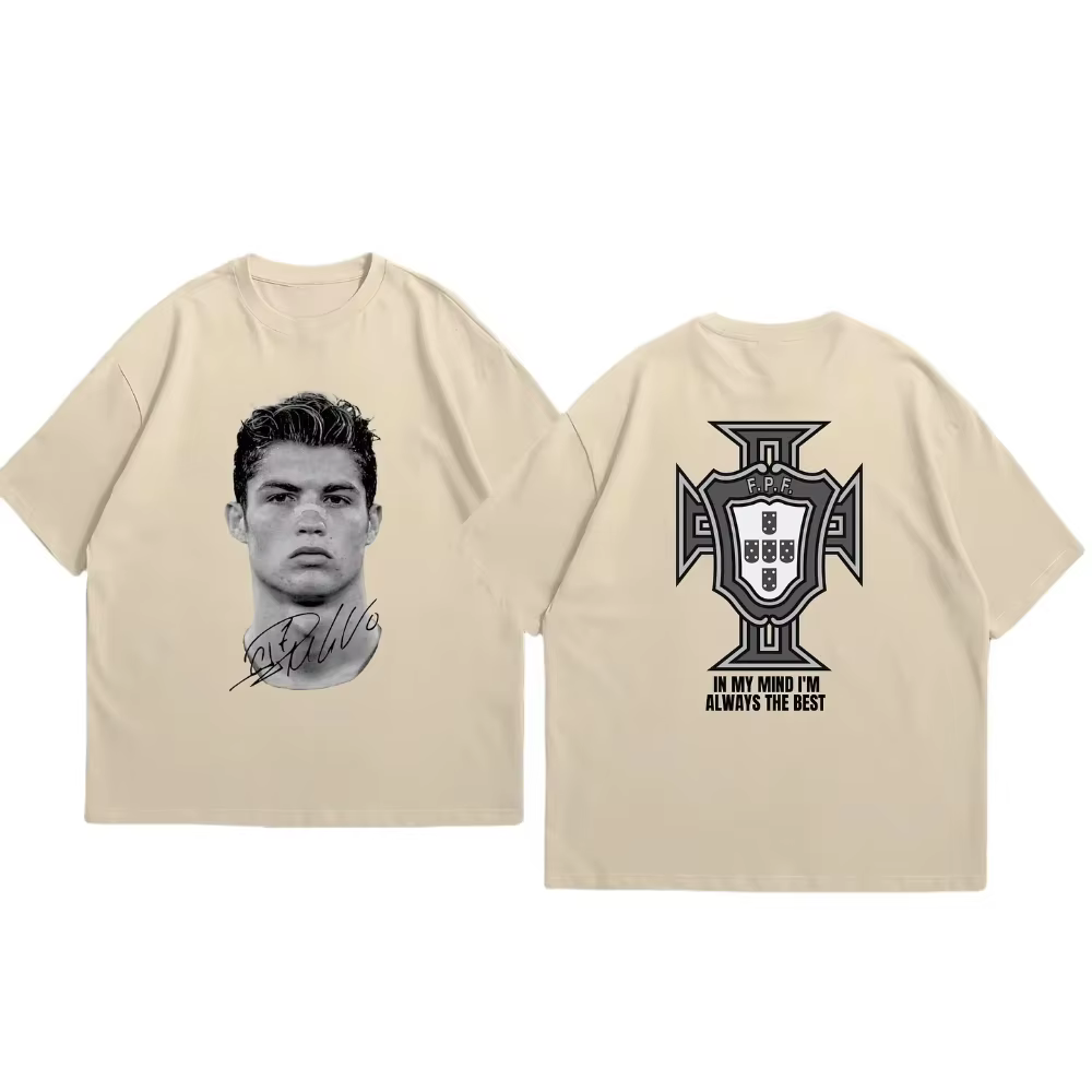 Cristiano Ronaldo football Superstar mode imprimé à manches courtes coton T-shirt hommes femmes porté Style américain été rétro tendance