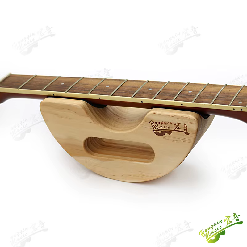 Repose-cou pour guitare basse, Support semi-circulaire en bois, Support de cou pour guitare, doublure en liège, 245x80x95mm