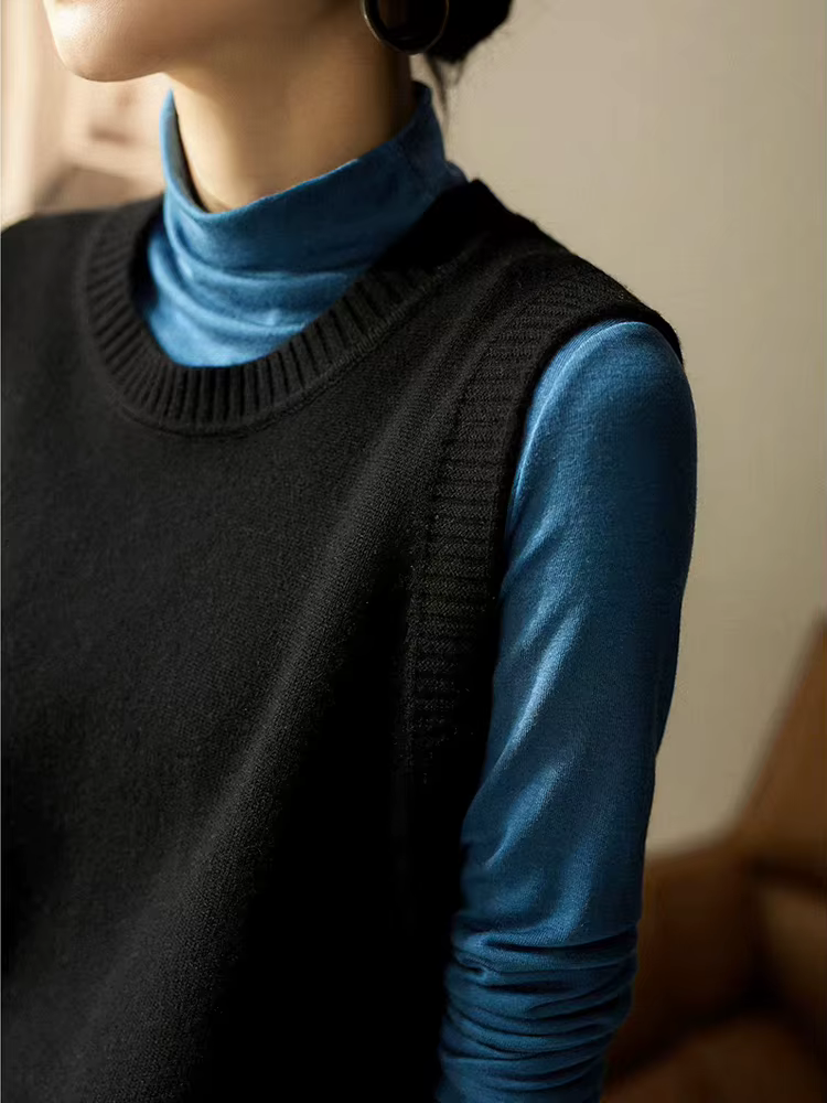 Nouvelle mode 100% laine mérinos femmes pull gilet automne hiver femme tricots solide