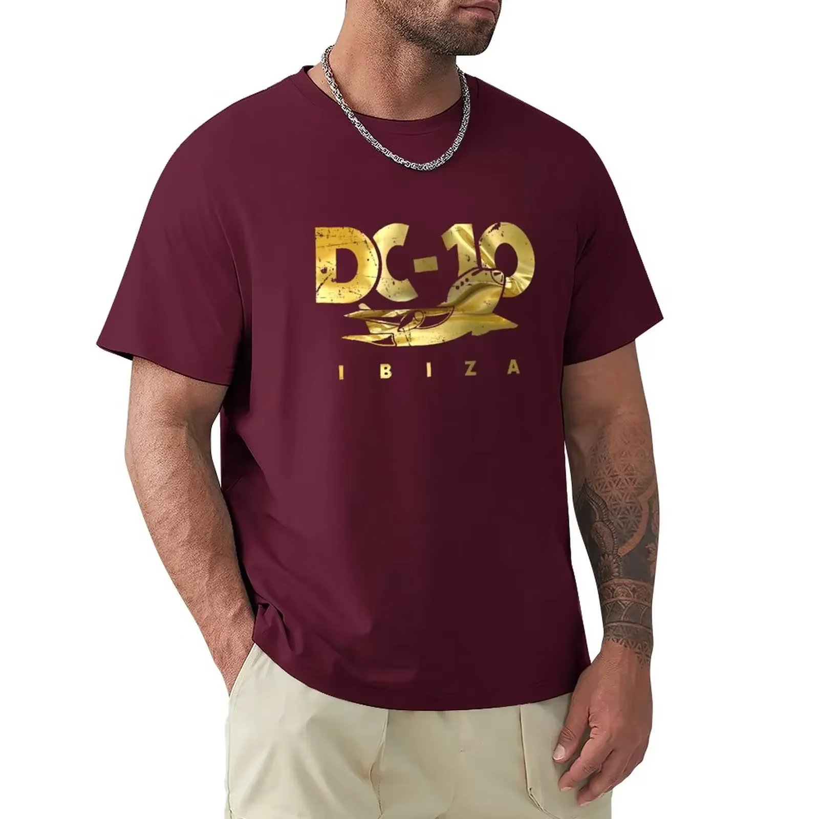 T-Shirt DC10 Bar Club IBIZA MODEL noir Vintage Gold