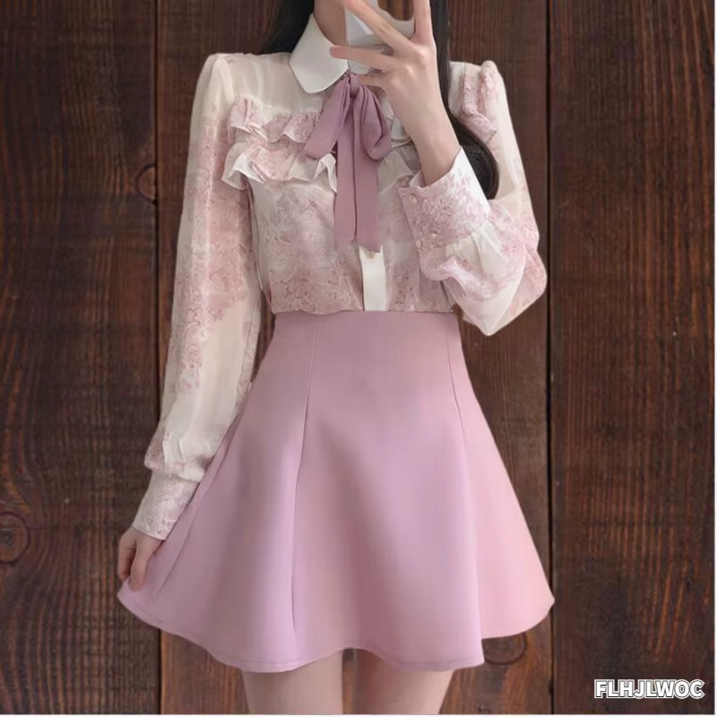 Femmes volants mignon noeud papillon hauts Style Preppy Vintage japonais corée Design bouton élégant formel blanc rose chemises Blouses