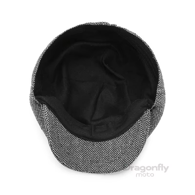 Casquette plate rétro pour homme, logo royal, béret britannique, mélange de laine, vintage, tweed à chevrons, casquette décontractée pour homme, casquette plate pour Royal Enfield