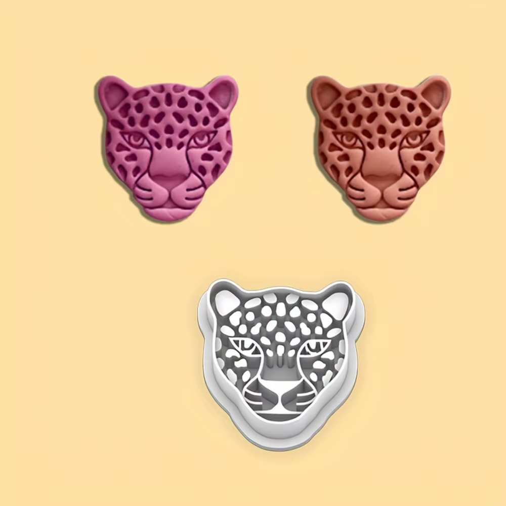 Emporte-pièce Tête de Léopard, Moule Animal Bohème avec Détails Creux Complexes pour Fêtes Thème Jungle Estivale et Créations en Fondant