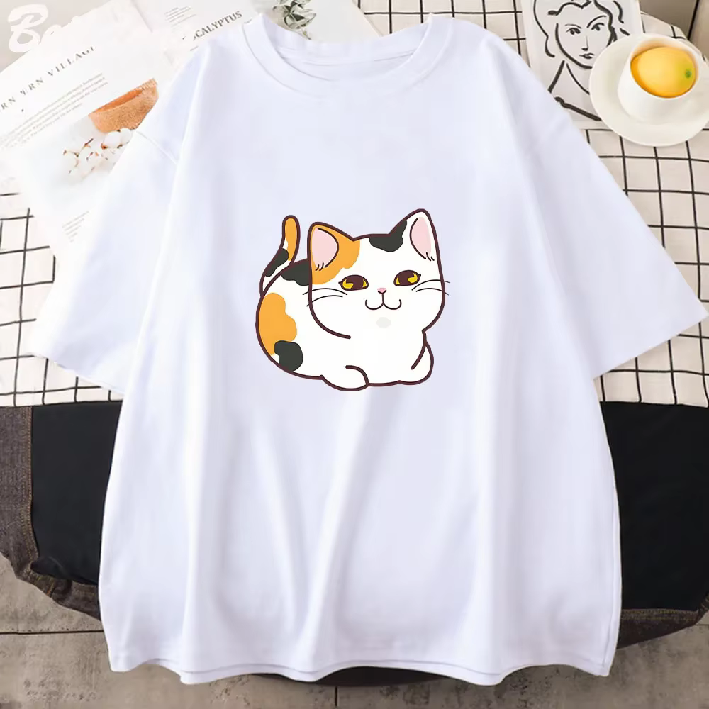 T-shirt femme noir, esthétique et mignon, Kawaii, avec dessin animé, Kawaii, rétro, tissu, 2023