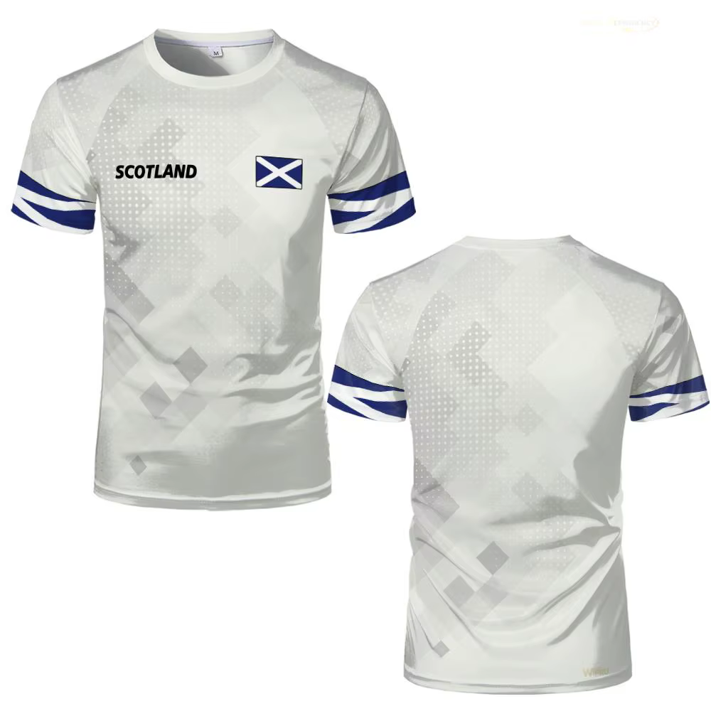 T-shirt unisexe d'été respirant à imprimé dégradé motif drapeau écossais pour homme