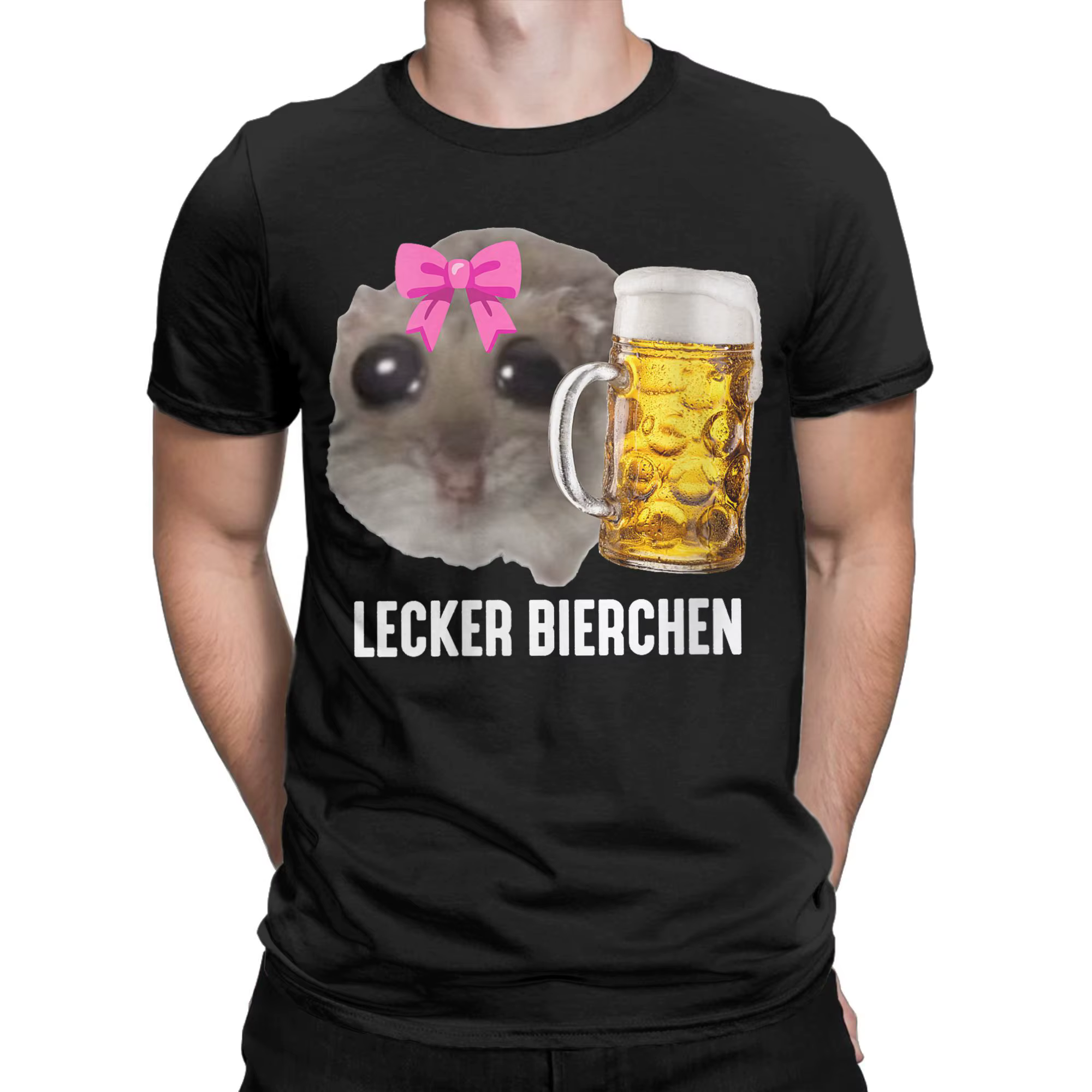 Delicious Beers Sad Hamster Meme T-Shirt homme Lecker Bierchen t-shirts Vintage à manches courtes col rond