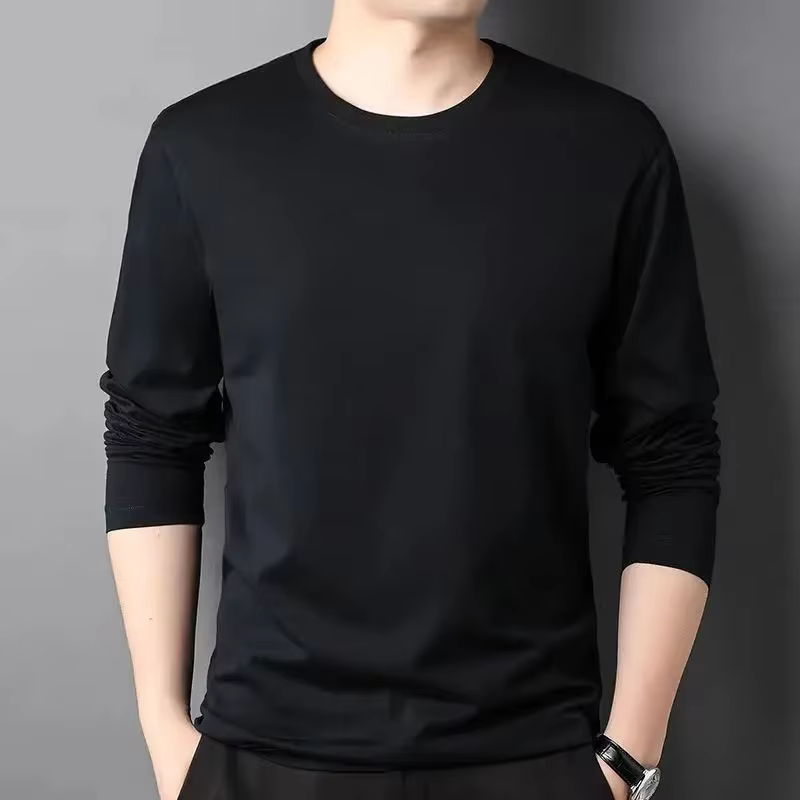 T-shirt décontracté à manches longues et col rond pour homme – Tendance
