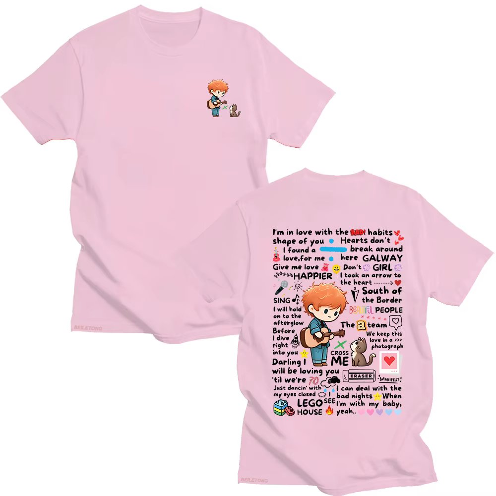 Ed Sheeran Graffiti motif t-shirt nouveau à la mode décontracté femmes hommes vêtements Y2k coton T-shirts mode ample haut t-shirt