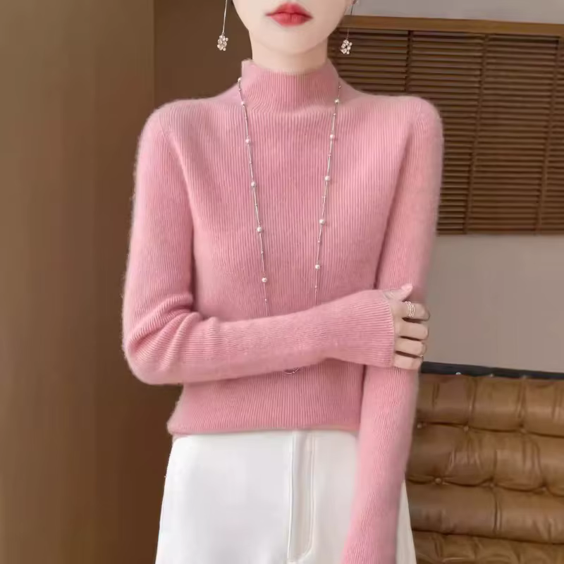 Half-high Striped Sweater for Women One-line Ready-to-wear Seamless Bottoming Shirt