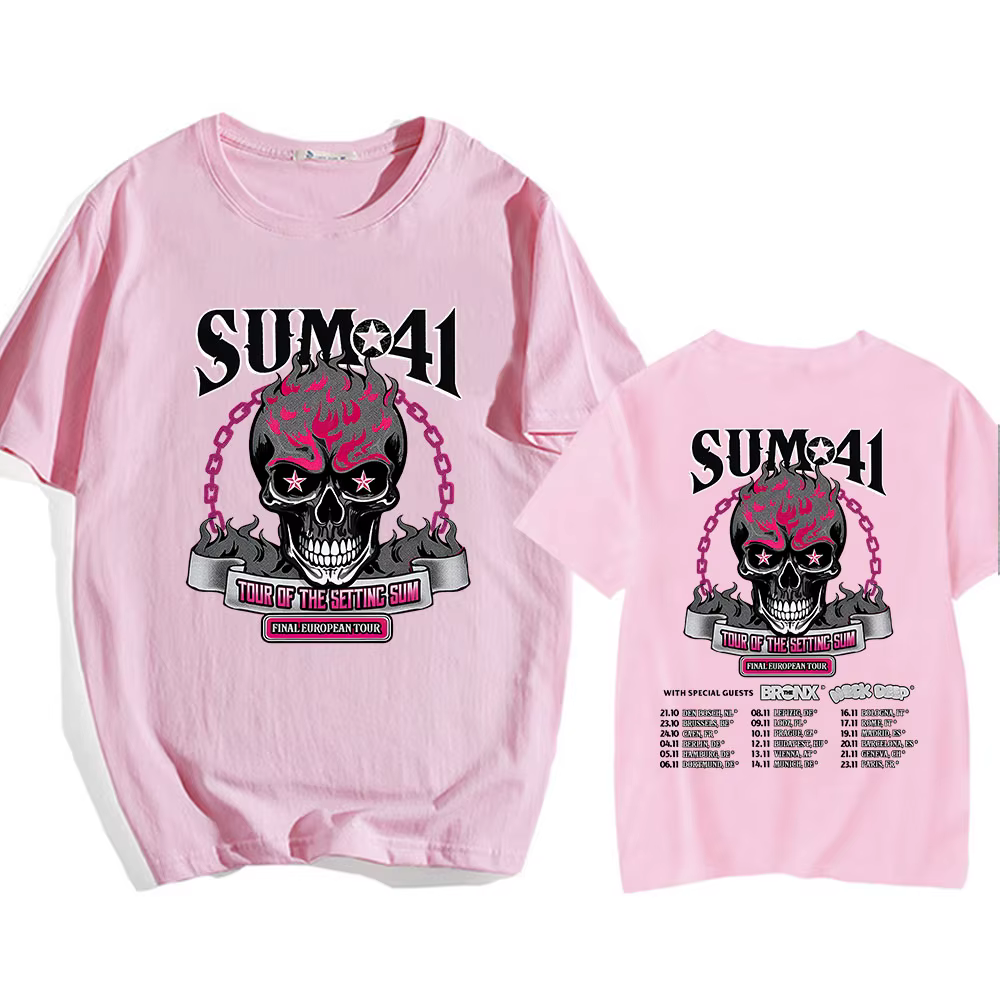 Tour du réglage Sum Sum41 T-shirt coton été haute qualité hommes t-shirts col rond décontracté Hip Hop gothique