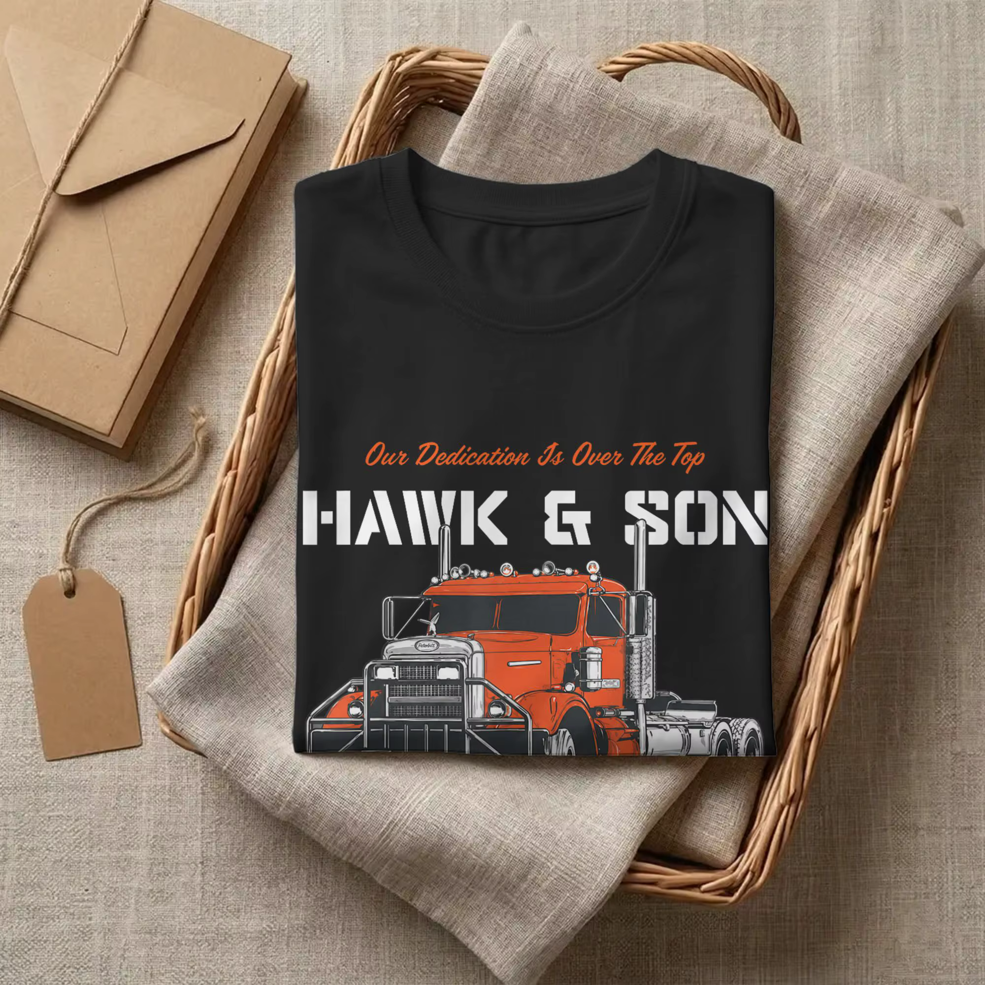 T-shirt pour homme en pur coton vintage de la marque Hawk and Son Hauling Company