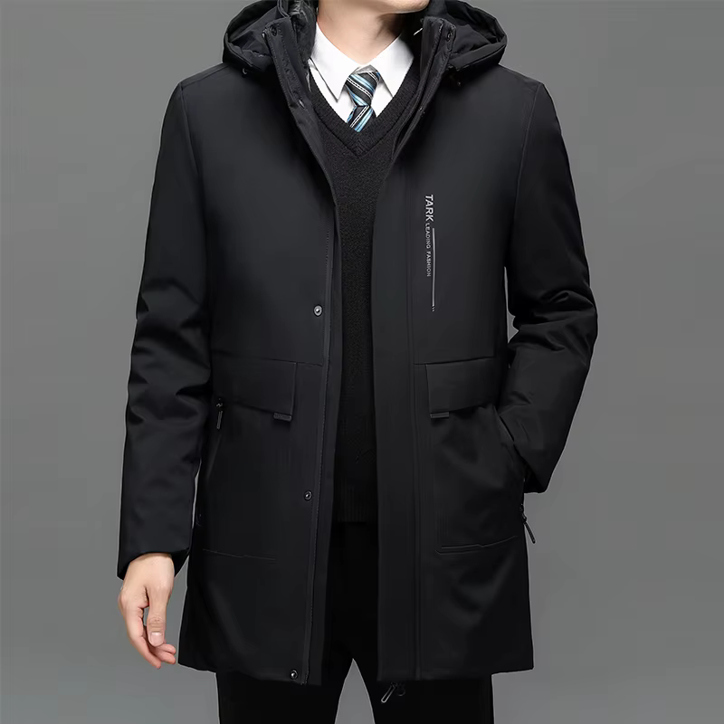 Hommes vestes à capuche vêtements d'extérieur décontractés Parkas longs hommes nouveau automne hiver chaud imperméable Parkas veste manteau 2 pièces Parkas d'hiver