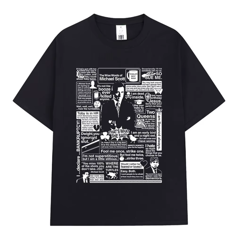 Les mots sages de Michael Scott hommage le bureau T-shirt série TV Dwight Schrute Jim Halpert T-Shirts surdimensionnés à manches courtes