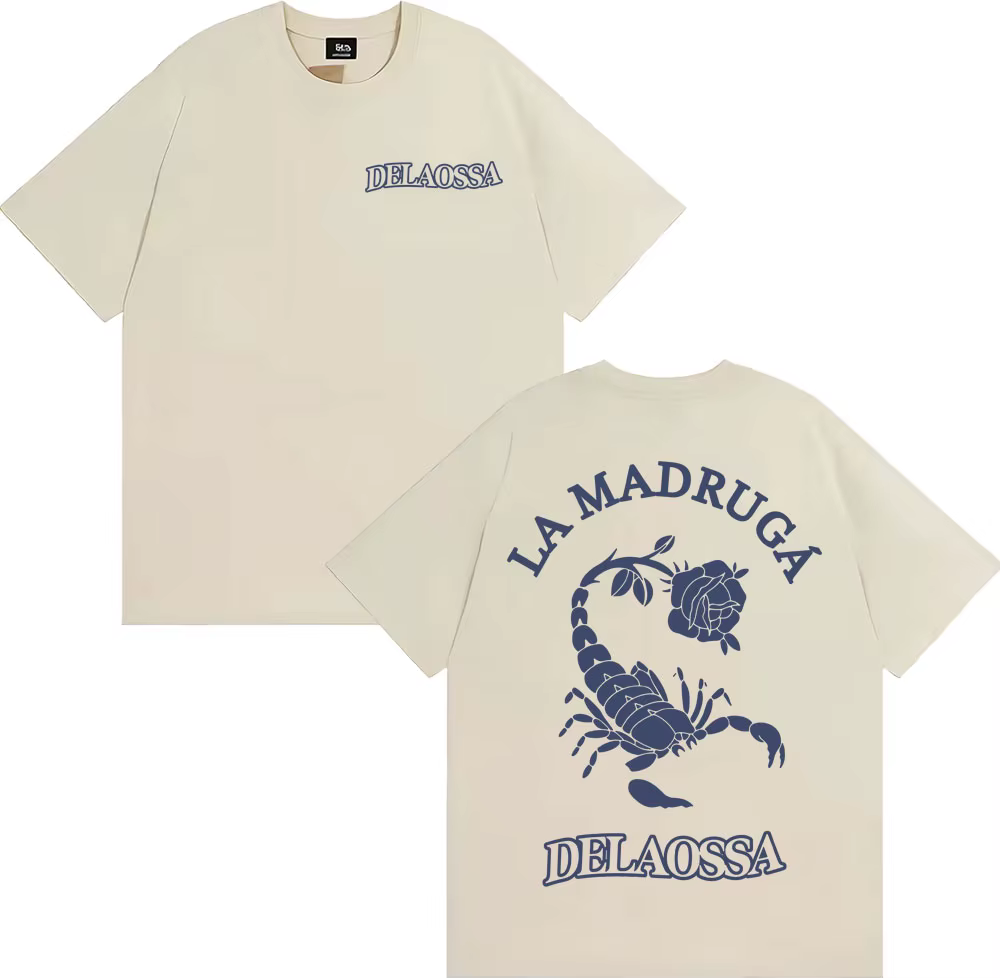 Rappeur Delaossa La Madruga Tour 2026 Merch T-shirts Hommes Femmes Mode Punk Hip Hop T-shirt Haute Qualité 100% Coton