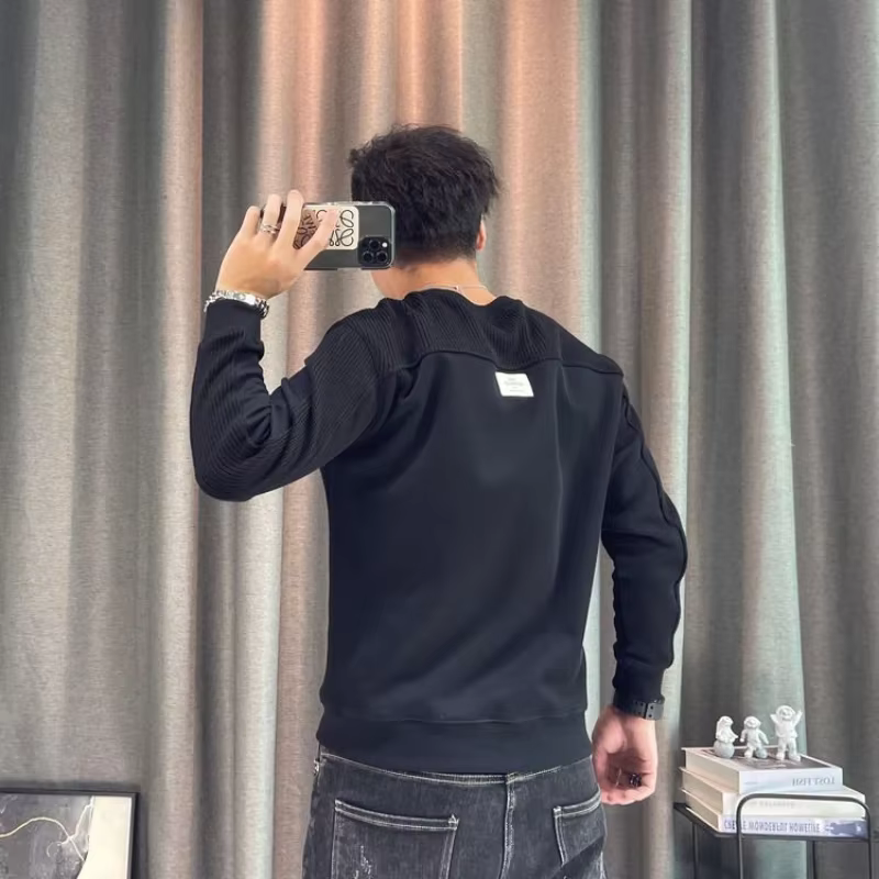 T-shirt à col rond et manches longues pour hommes