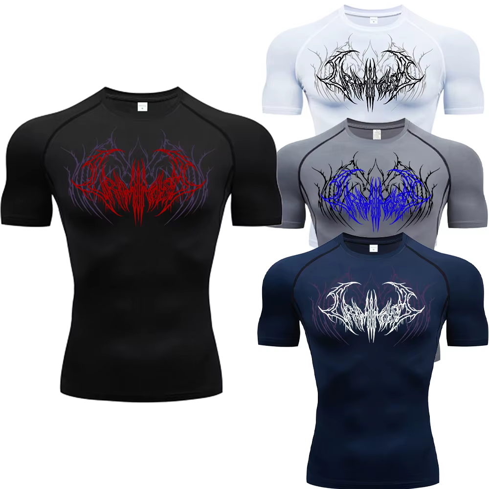 2025 Compression t-shirt hommes à manches courtes Sport t-shirts Fitness course vêtements