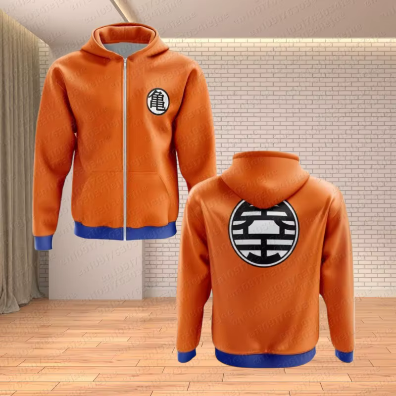 T-shirt pour hommes, fans de sports d'équipe, haut décontracté unisexe pour enfants, tee-shirt décontracté pour adultes, sweat à capuche zippé 3D Dragon Ball Z surdimensionné pour garçons, automne-hiv