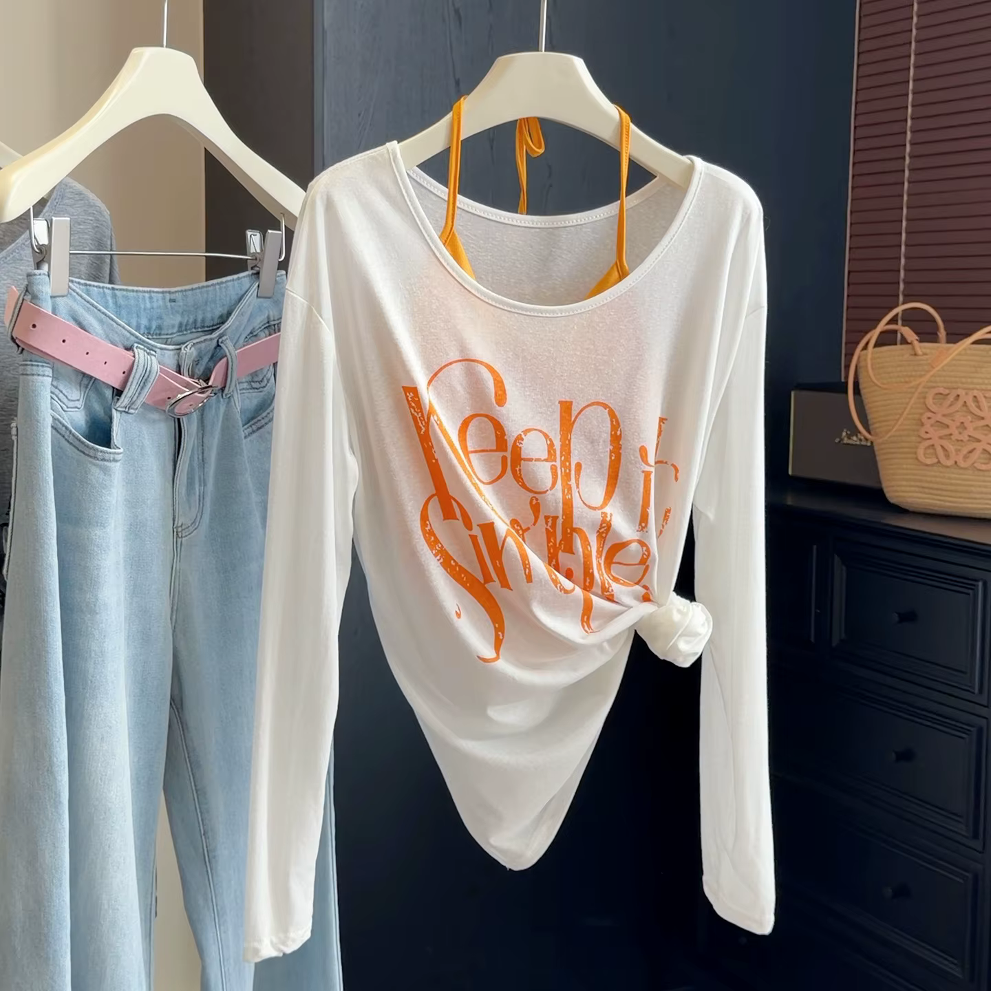 T-shirt blanc à manches longues anti-UV pour femme