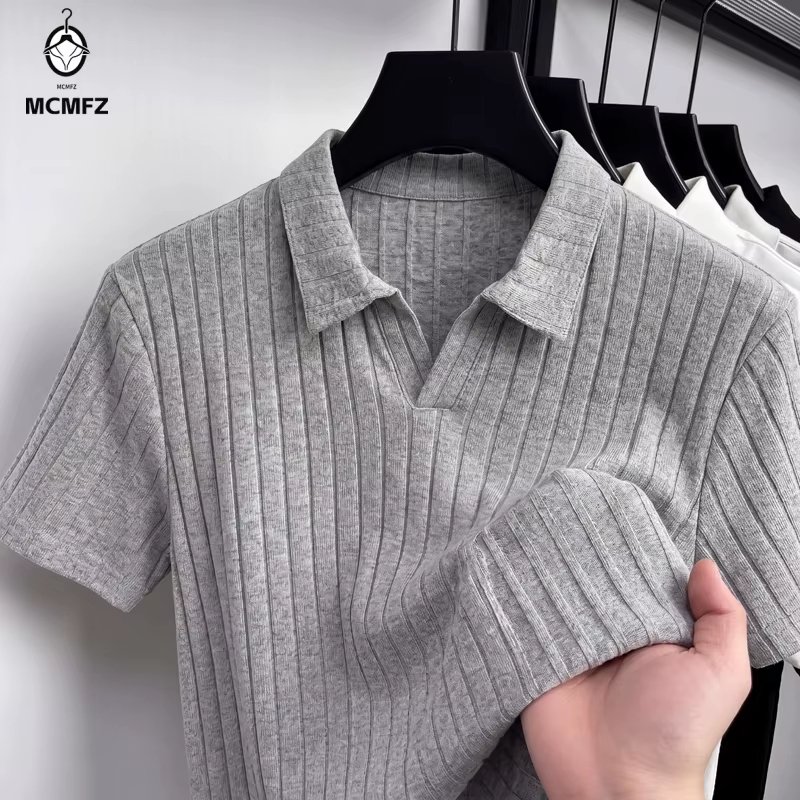 Polo en tricot côtelé pour hommes