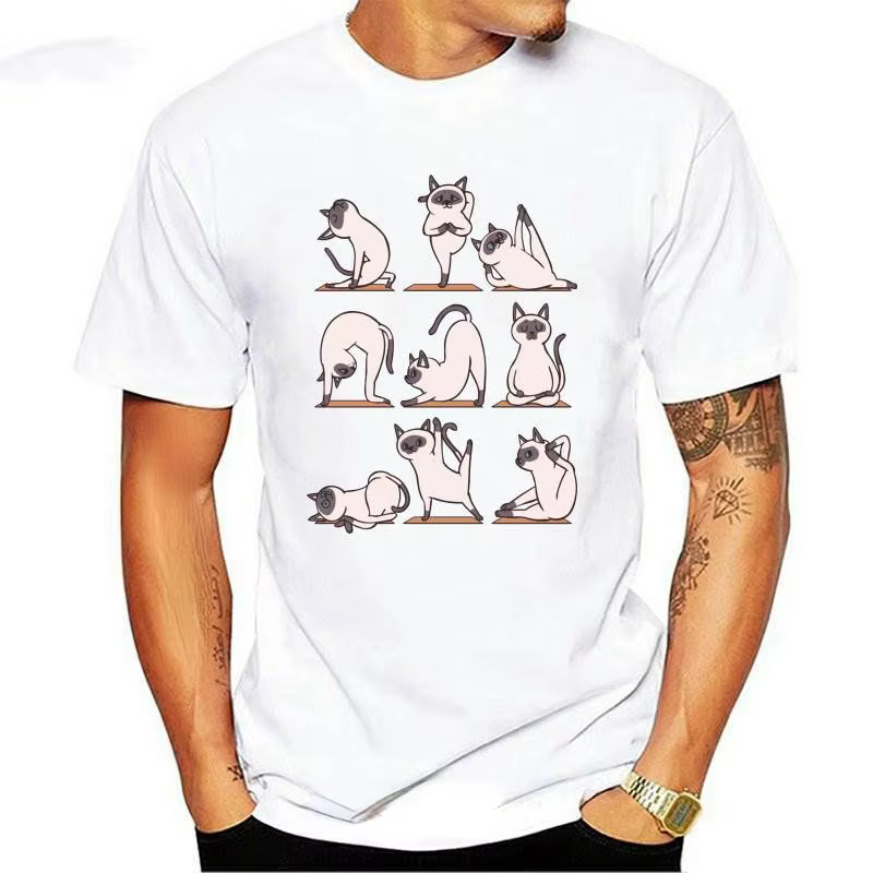 T-shirt imprimé chat siamois pour femmes et hommes