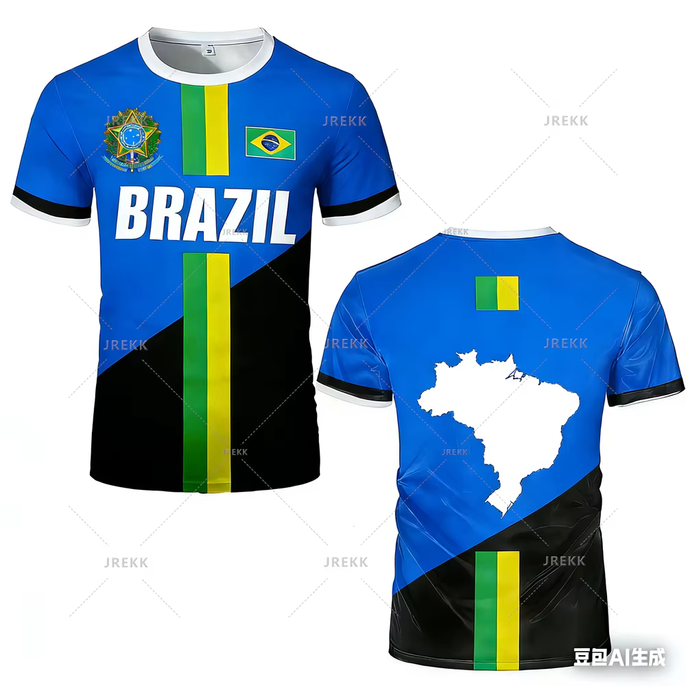 Nouveau Maillot de Football 2026 – Haut d'Entraînement à Rayures Drapeau Brésilien – T-shirt de Sport Séchage Rapide pour l'Extérieur