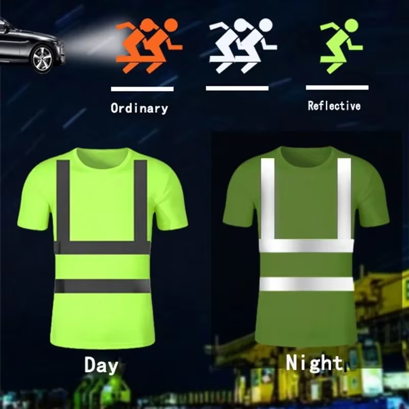 T-shirt réfléchissant extérieur Fluorescent haute visibilité sécurité travail chemise respirant