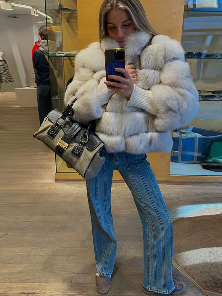 Col rond manches longues veste de fourrure femme couleur unie ample couches manteau de luxe polyvalent élégant femmes nouvelles vestes d'hiver chaudes