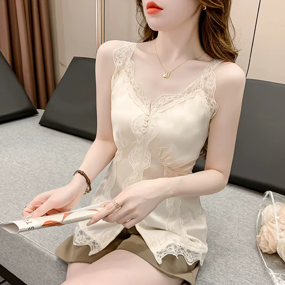 Camisole en dentelle à l'acide acétique pour femme