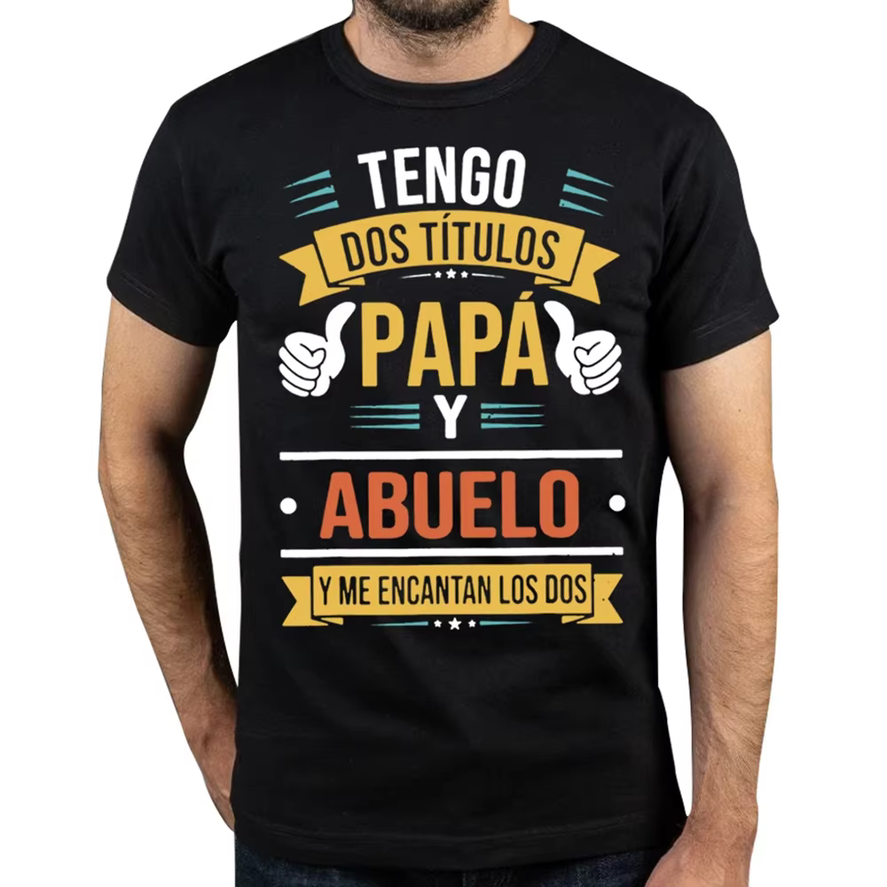 J'ai deux titres papa et grand-père t-shirt rétro drôle espagnol père cadeau
