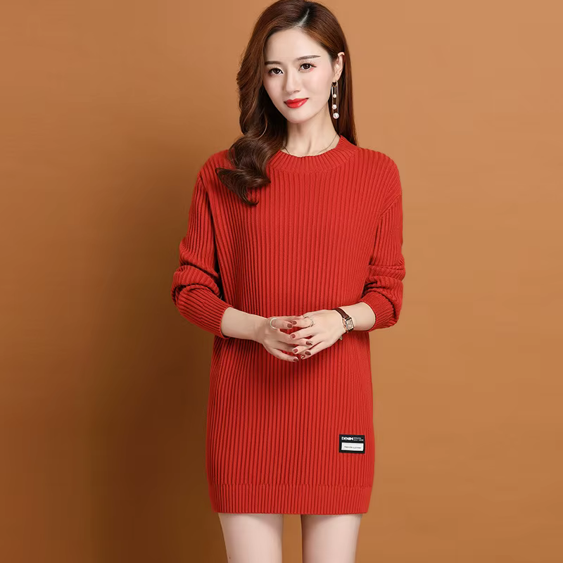 Nouveau mi-long à manches longues col rond femmes Pull nouveaux pulls automne hiver hauts femme