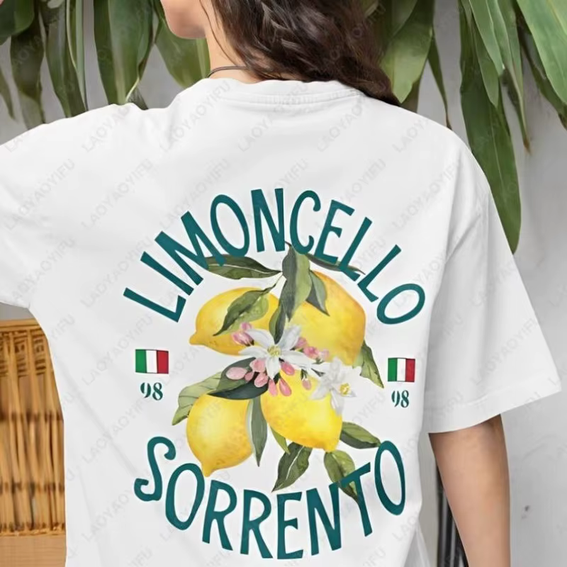 Limoncello t-shirt homme femme unisexe tendance minimaliste plage vacances vêtements italie Dolce Vita imprimé coton