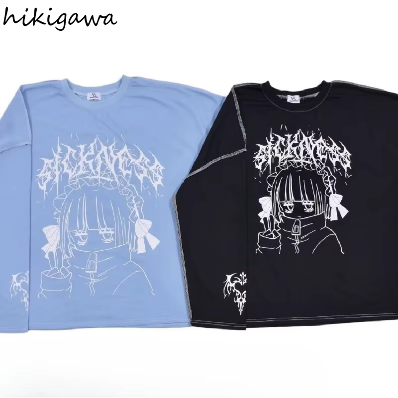 Streetwear T-shirts Femmes Vêtements Imprimé Manches Longues