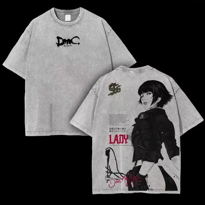 Nouvelle dame Cool graphique T-shirt Anime diable May Cry Vintage lavé surdimensionné T-shirt hommes femmes vêtements coton à manches courtes t-shirts