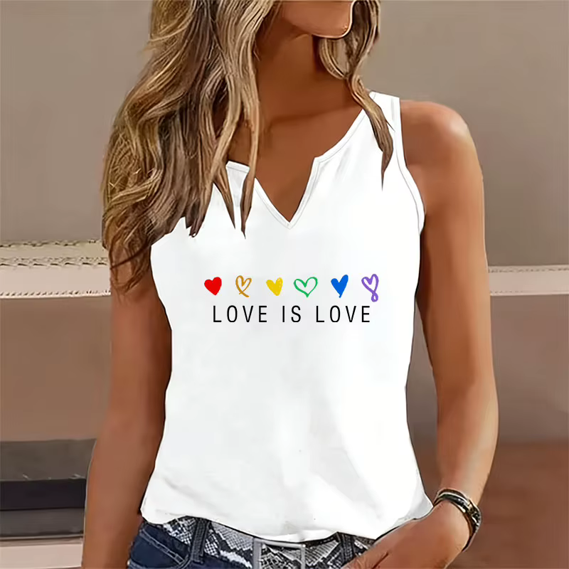 T-shirt débardeur sans manches col en V pour femme