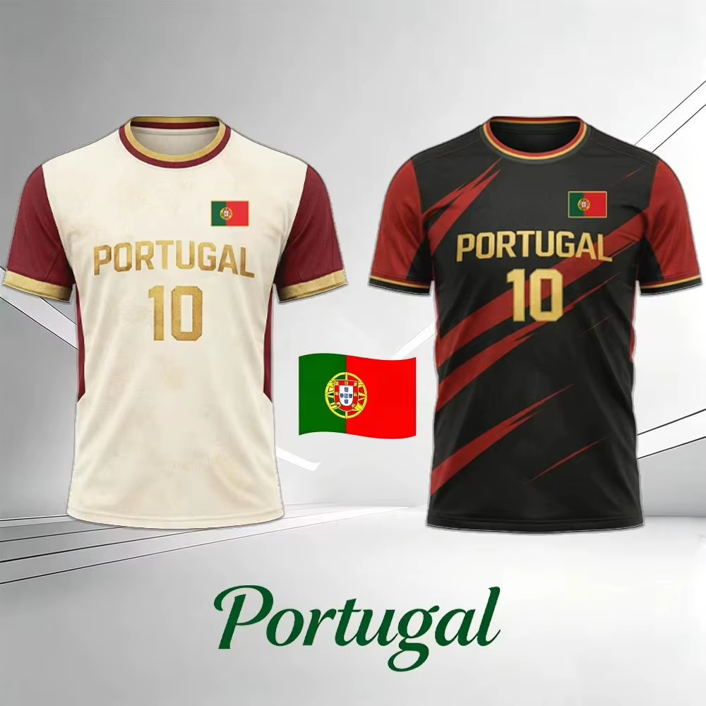 T-shirt imprimé drapeau du Portugal, uniforme d'entraînement de football d'été, maillot respirant et à séchage rapide pour hommes et femmes, cadeau idéal