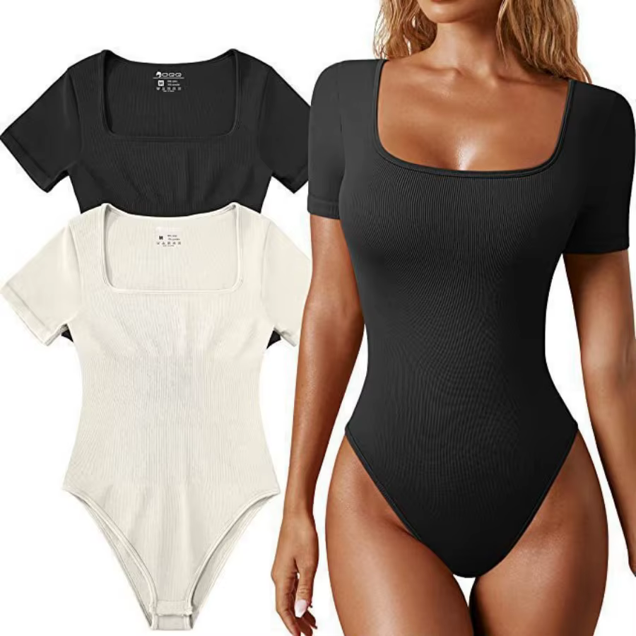 Combinaison de yoga sans manches pour femme, col carré, maillot de bain une pièce d'été, lingerie sexy, combinaison de sport et fitness pour femme