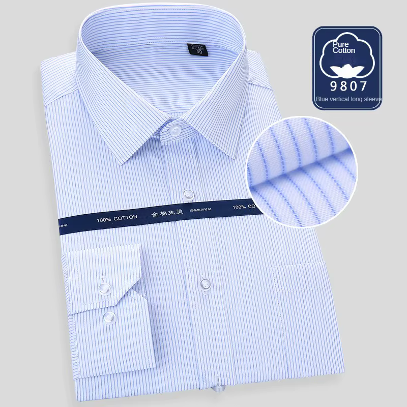 Haute qualité repassage gratuit hommes robe chemise à manches longues 100% pur coton nouveau solide mâle coupe régulière