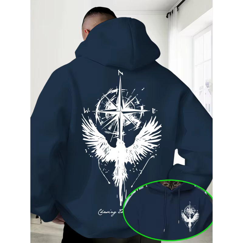 Sweat-shirt à capuche imprimé tendance personnalisé décontracté pour homme. Idéal pour les rendez-vous en plein air