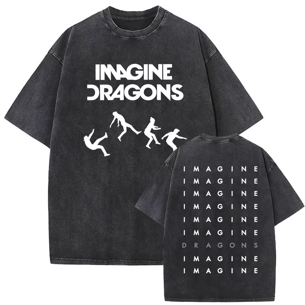Rock Band Imagine Dragons Loom World Tour 2025 lavé Vintage T-shirt hommes femmes gothique surdimensionné t-shirts