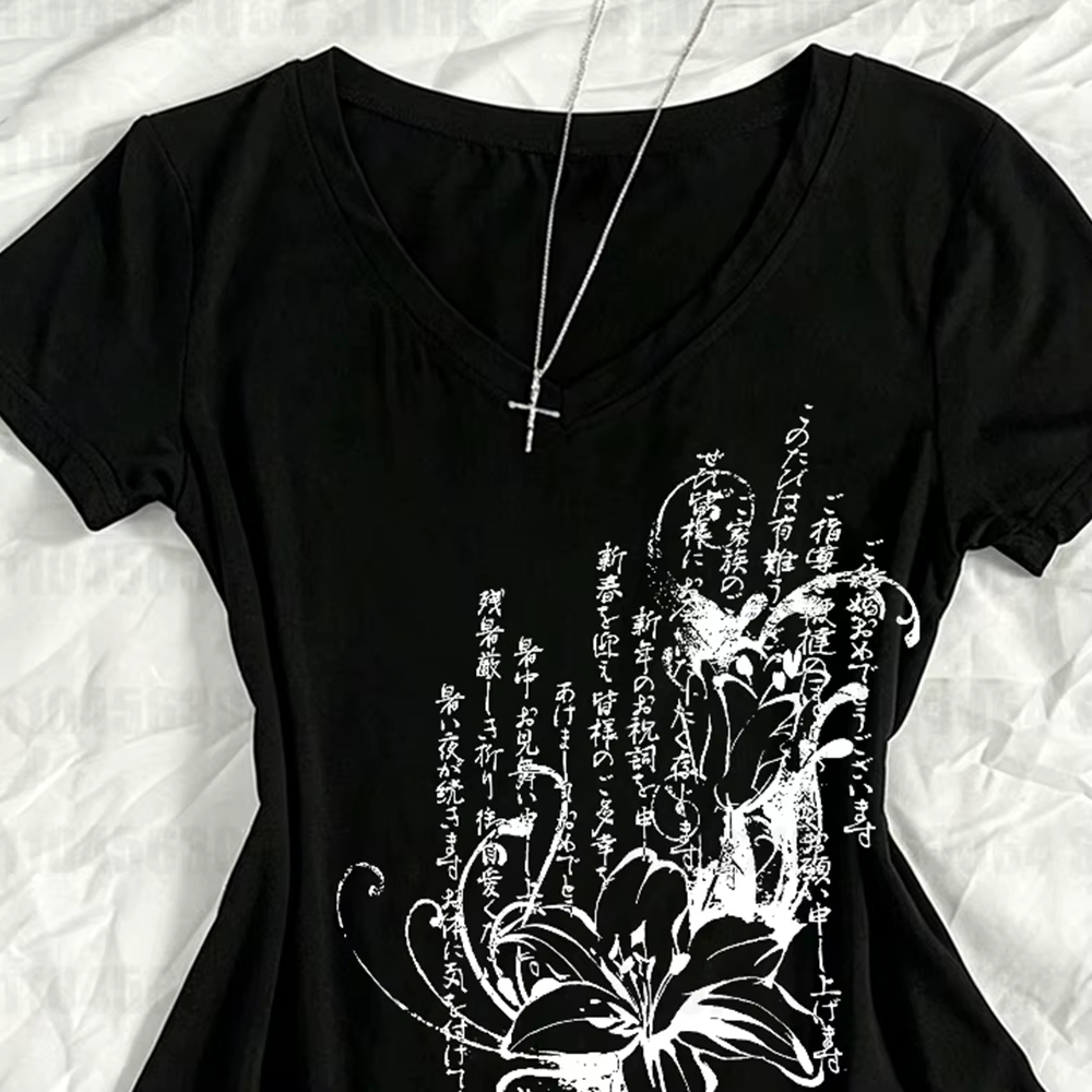 T-shirt pour femme, imprimé gothique d'été
