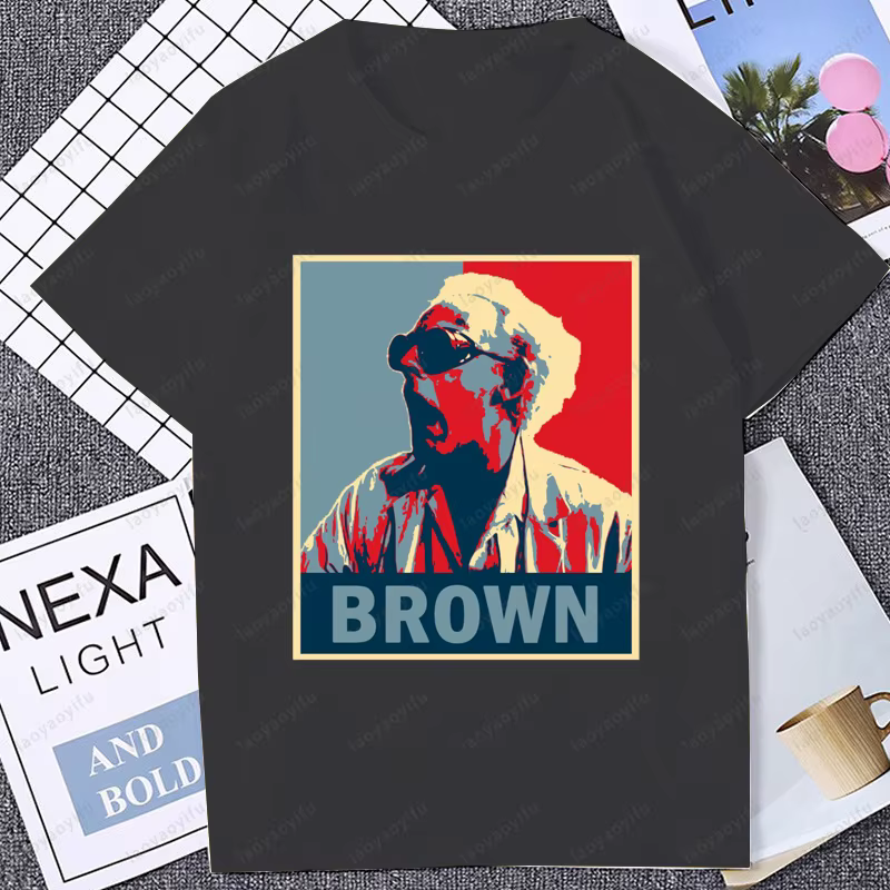 Retour vers le futur classiques marron T-shirt à manches courtes décontracté mode coton