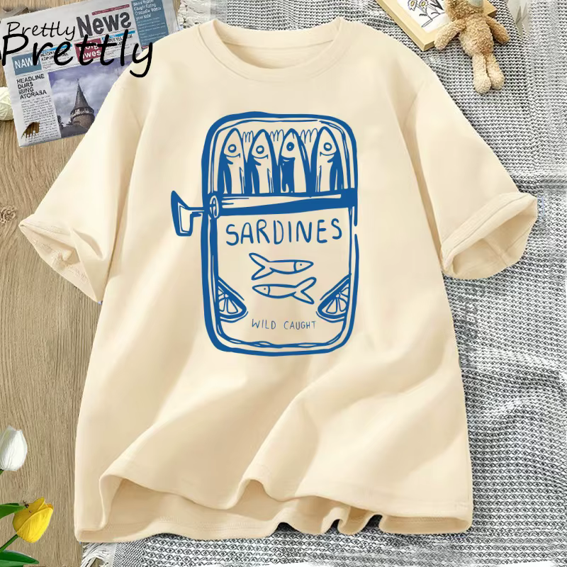 Sardine T-shirt pêcheur plage à manches courtes coton