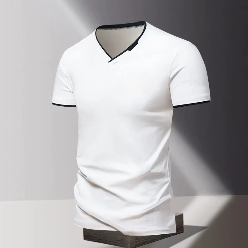 T-shirt à manches courtes et col en V pour homme